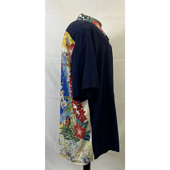 Tommy Hilfiger The Hawaiian Islands Shirt Mens XL Navy Blue Tropical Aloha FS - Picture 2 of 14